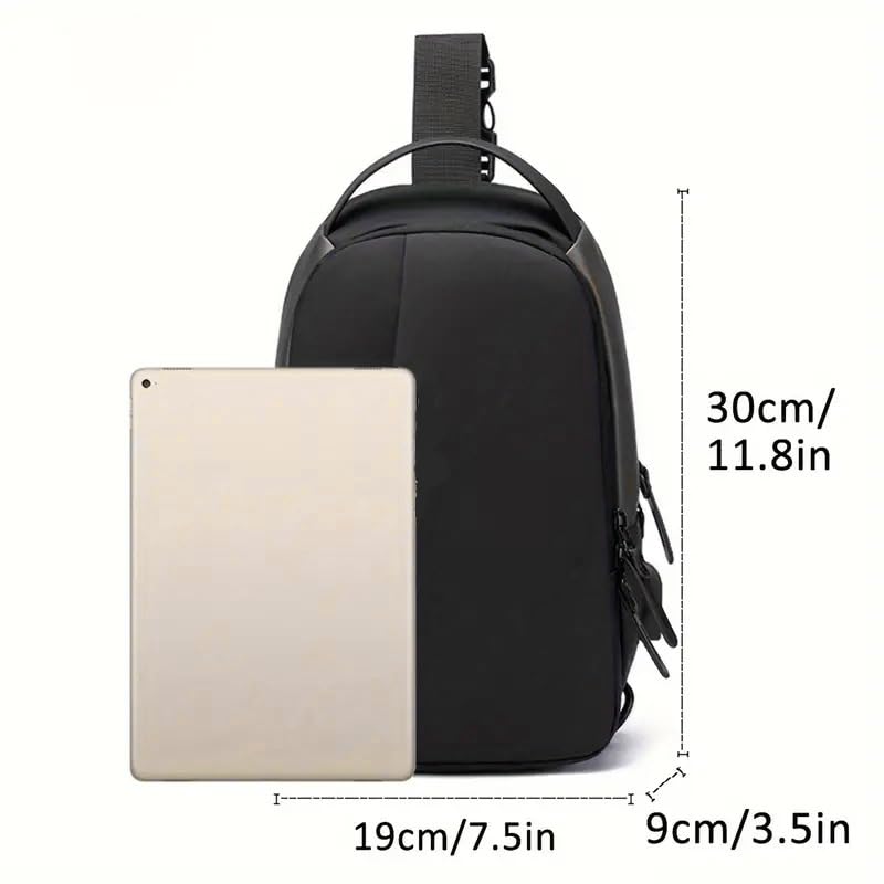 Waterproof Polyester Slim Unisex Crossbody Sling Bag Chest Backpack Men's Shoulder Bag, Leisure Travel Handbag, Hard Shell Anti-Theft Chest Bag, Black&Golden, Standard, Retro - color: Black&golden