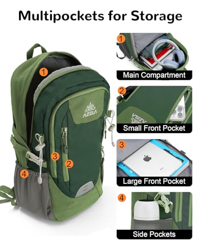 20L Small Reflective Hiking Backpack with Padded Straps for Men Women, Lightweight Travel Daypack, Green - color: Dark Green
