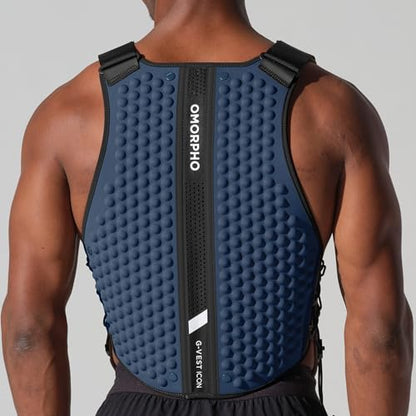 OMORPHO Men’s 20 lb G-Vest Icon Bundle, adjusts from 10 lb to 20 lb in increments with included G-Pack weight panels, low-profile, fully adjustable, comfort fit. Great for walking, hiking, running and training. - color: Ocean