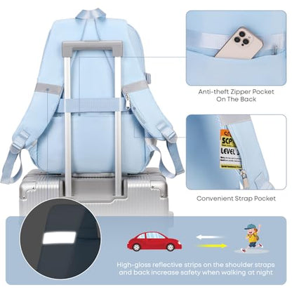 3PCS Student Backpack For School Women College Middle High Teen Girls Bookbag Waterproof Laptop Bag Grey - color: Grey