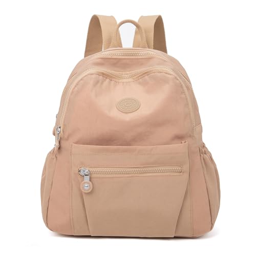 Pealwel Mini Backpack Purse for Women,Small Nylon backpacks for Ladies Backpacks Women Anti Theft Travel Bag (Khaki) - color: Khaki