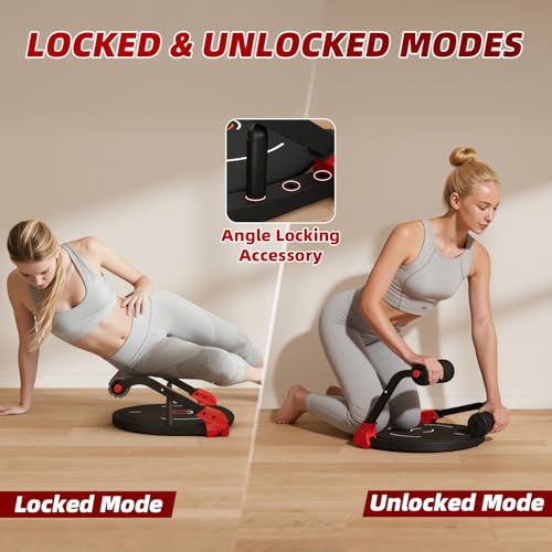 Mdeam Upgraded Sit Up Machine, Ab Workout Equipment, Ab Machine & Exercise Equipment with Flat Backrest & Massage Rollers for Home Gym, Sit Up Exercise Equipment with Angle Locking Accessory
