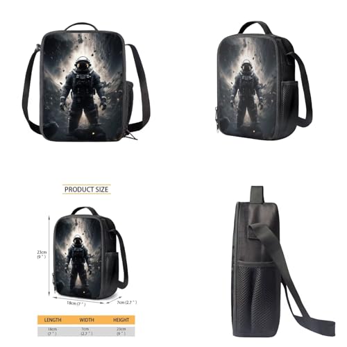 Astronaut Backpack for Kids Boys Backpack with Lunch Box Water Bottle Bag and Soft Pencil Case 4PCS Set Sturdy Lightweight Bookbag with Front Pocket 17" Large Capacity Elementary School Bag - color: Astronaut