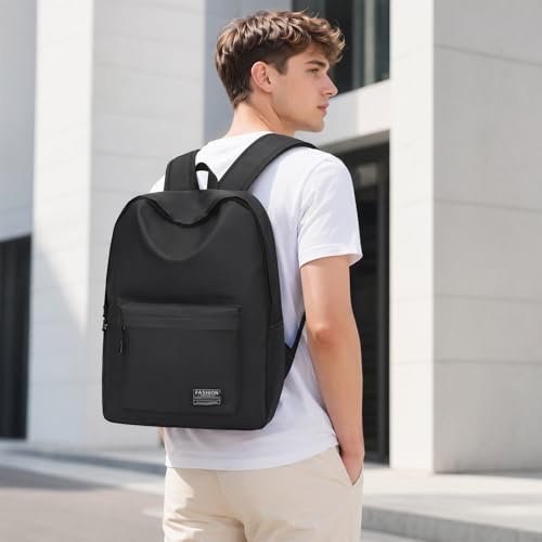 Large Capacity Casual Backpack, Lightweight Laptop Daypack for Daily Travel (black) - color: Black