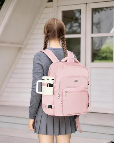 Travel Backpack for Women & Men, Carry On Personal Item Bag Flight Approved, Large Waterproof Laptop Backpack for Travel, Overnight, College & Commuting Pink - color: Pink