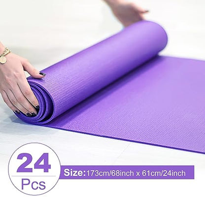 3 mm Thick Yoga Mat Bulk, Non Slip Exercise Workout Fitness Pad for Women Men, Gym Home Yoga Pilates, Easy to Clean, Sturdy PVC - color: Purple