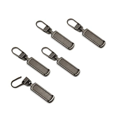 TOPASION Metal Zipper Pull Replacement for Small Holes, Detachable, Repair for Jacket, Bag Boots, Purse, Coat, Pants (5 Pcs G-Black) - color: 5 Pcs G-Black