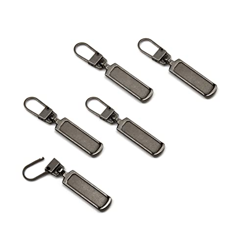 TOPASION Metal Zipper Pull Replacement for Small Holes, Detachable, Repair for Jacket, Bag Boots, Purse, Coat, Pants (5 Pcs G-Black) - color: 5 Pcs G-Black