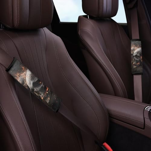 Forchrinse 2 PCS Fire Skull Auto Seat Belt Cover Strap Shoulder Pad for for Car,Truck,SUV,Backpack,Shoulder Bag - color: Fire Skull