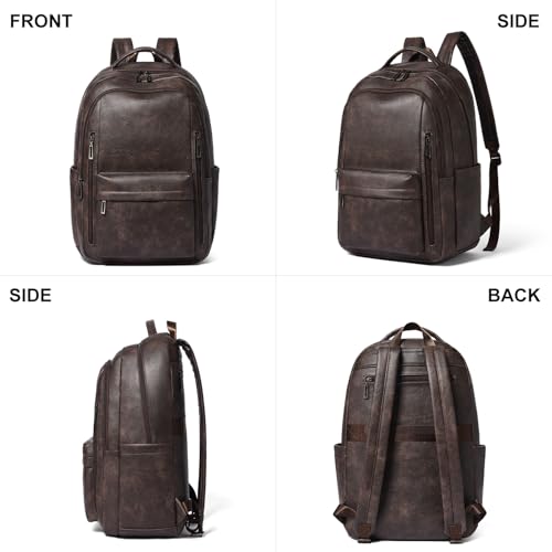 LATMAP Backpack Purse for Women Men Faux Leather Backpack, Travel Work Laptop Back Pack Teacher Bookbag fits 15.6" Laptop, Coffee - color: Style2-coffee