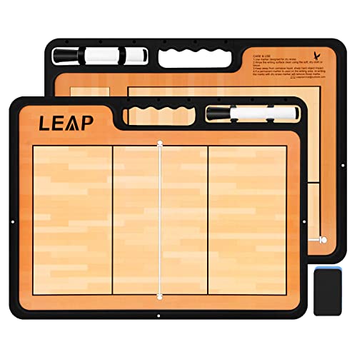 LEAP Coach Board Premium Tactical Clipboard Two Sides with Full & Half Court Dry Erase Marker Board for Basketball, Baseball, Soccer, Football, Hockey - color: Volleyball