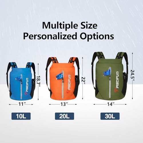 Piscifun Dry Bag Waterproof, Lightweight Dry Backpack Roll-Top Sealed with Waist Pouch and Phone Case Keeps Gear Dry Inside for Kayaking, Boating - color: Black, size: 20L