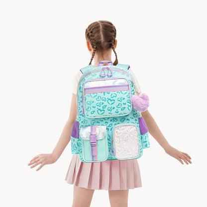 Meetbelify Aesthetic Backpack for Elementary to Teen Girls, Cute Bookbag for Kids 8-10 - color: Green