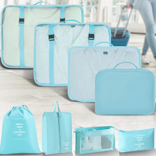 Packing Cubes 8 Set Travel Essentials for Carry on Luggage Organizers Bag Packing Cubes for Suitcases Travel Accessories (Macaron Green) - color: Green