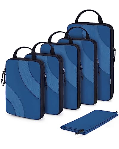 BAGSMART Compression Packing Cubes, 6 Set/4 Set/2 Set Travel Packing Cubes for Carry on Suitcases, Compression Suitcase Organizers Bag Set & Travel Cubes for Luggage, Lightweight Packing Organizers - color: 07-Classic Blue, size: 6 Set