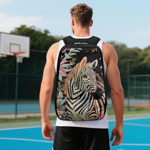 Basketball Backpack With Separate Ball Compartment And Shoes Fit Basketball Volleyball Football - color: Zebra