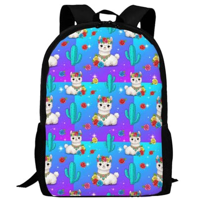 Breathable Outdoor Daypack Cute Alpaca Llama Flower, Durable Anti Theft Travel Backpack Adjustable Strap Shoulder Bag for Hiking Camping City Walking - color: Design (217)