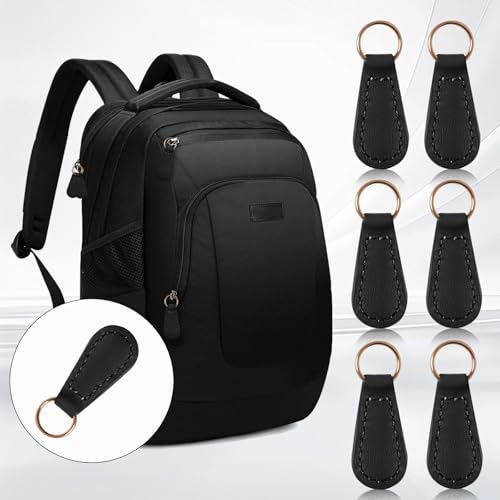 Deoward Zipper Pull Replacement PU Leather Zipper Tag Fixer Pull Repair for Backpacks, Jackets, Luggage, Purses, Suitcases, Handbags (6 PCS) - style: Zipper Pulls (Black)