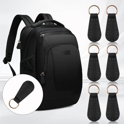 Deoward Zipper Pull Replacement PU Leather Zipper Tag Fixer Pull Repair for Backpacks, Jackets, Luggage, Purses, Suitcases, Handbags (6 PCS) - style: Zipper Pulls (Black)