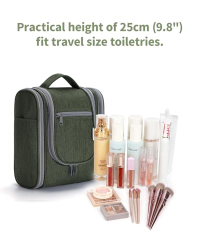 Narwey Hanging Travel Toiletry Bag for Women, Cosmetic Makeup Bag - color: AF-Army Green, size: Medium