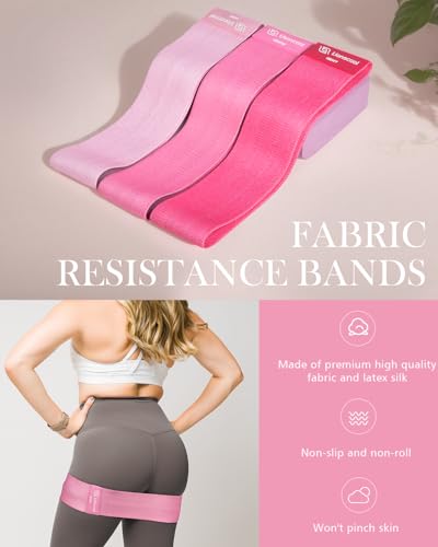 LIONSCOOL Pilates Ring Set – 14" Anti-Deformation Magic Circle with Padded Handles, Mini Ball, Resistance Bands, Guide & Bag - color: Pink Pro