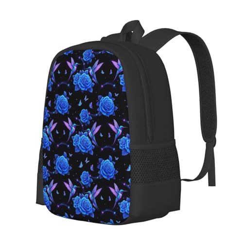 Sturdy Polyester Shoulder Pack Hummingbird Purple Rose, Anti Theft Spacious Camping Rucksack Casual Daily Bag for Men Women Fitness Outdoor Activity - color: Design (219)