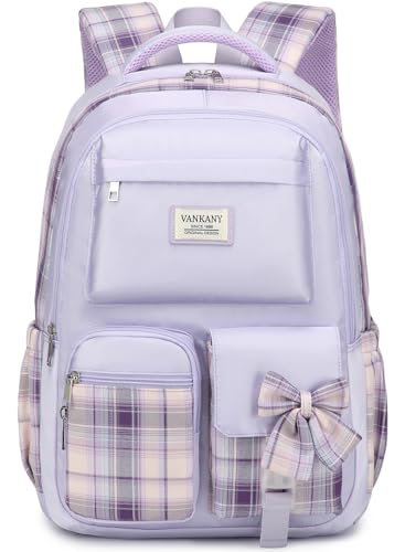 Teen Girls Bookbag, Big Student School Backpack for Middle High School College Women Cute Schoolbag for Girls Teenage Back Pack (Purple) - color: Purple, size: 15.6in