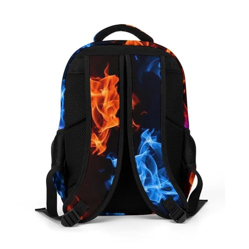 Water Resistant College Bookbag Red Blue Fire Balck, Sturdy Laptop Backpack with Water Bottle Pockets for Men Women Travel Work - color: Pattern (329)