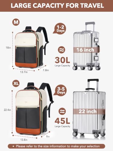 Rolling Backpack for Women, 22 Inch Carry on Luggage Flight Approve - color: Beige, size: XL (Carry on)