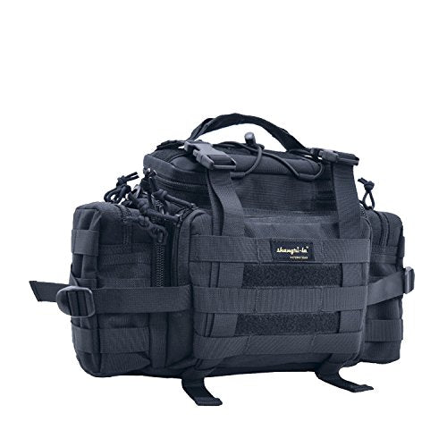 SHANGRI-LA Tactical Range Bag Outdoor Sling Backpack Hiking Fanny Waist Pack - color: Black