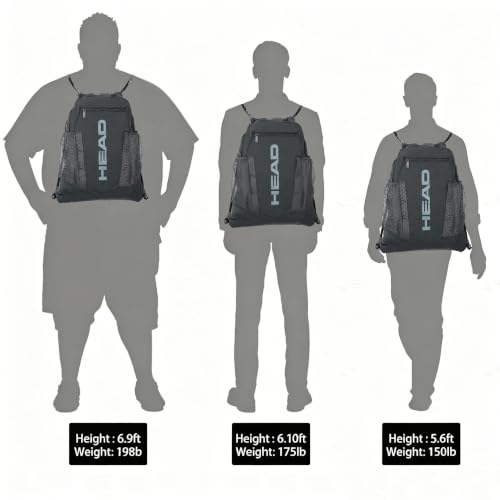 HEAD Men's Drawstring Backpack with Shoe & Phone Pocket,Structured Sports Gym Sack with Bottle Holders for Basketball, Workout, Tennis, Swimming, Travel,Training - color: Dark Grey