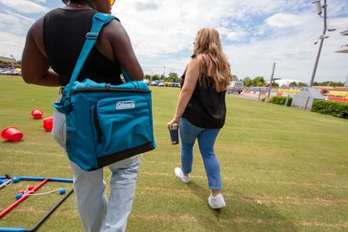 Coleman Chiller Insulated Soft Cooler, Leakproof 9/16/30 Can Cooler with 12+ Hour Ice Retention, Made with Recycled Materials, Great for Lunch, Camping, Beach, Pool, Sports, & More - color: Blue, style: 16 Can