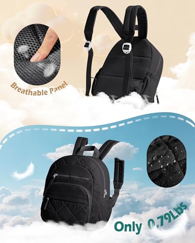 Smasrob Women Mini Backpack with RFID Blocking Pocket, Small Puffer Backpack Purse, Lightweight Quilted Backpack for Work, College or Travel, Black - color: Black