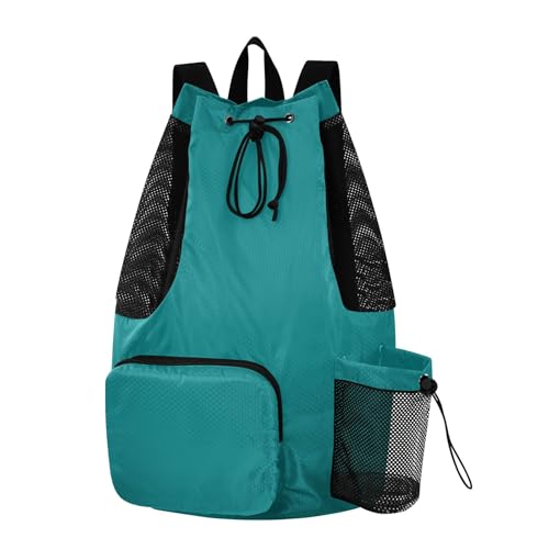 ODAWA Teal Blue Gym Drawstring Bags Swim Bags for Women 12.6" x 8.2" x 18.5" - color: Teal Blue