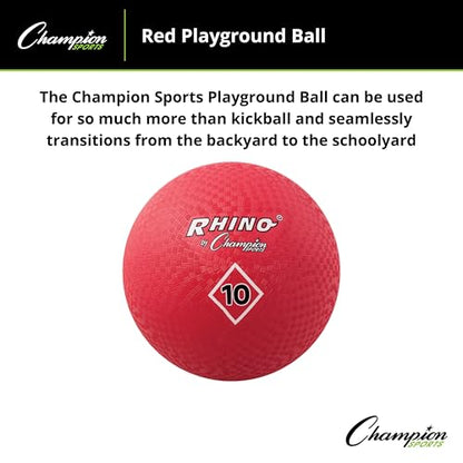 Champion Sports Playground Ball – Durable High-Bounce Ball, Sizes 5", 6", 7", 10", 13" & 16" for Gym, Recess & Play - style: 10 Inch
