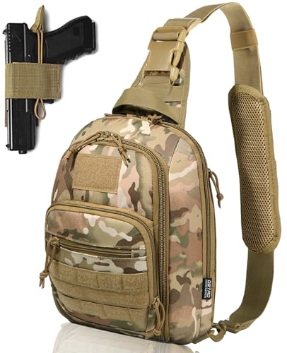 DBTAC Tactical Sling Bag | 8L Military Shoulder Chest Pack for Full Size Concealed Carry, Range, Travel, Outdoor Sports | Full Size Concealed Carry - color: Camo