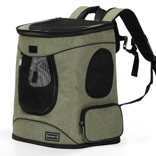 Petsfit Pet Backpack Carrier with Upgrade Waist Cushion Design to Better Fit The Waist, Suitable for Small and Medium Dogs Cats, and Rabbits up to 18 Pounds - color: AGreen