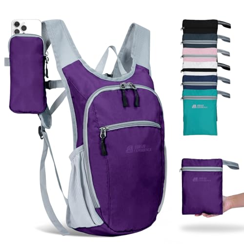 Hiking Backpack 10L/15L Small Daypack Lightweight Packable Travel Foldable Water Resistan for Women Men (Deep Purple, 10L) - color: Deep Purple, size: 10L