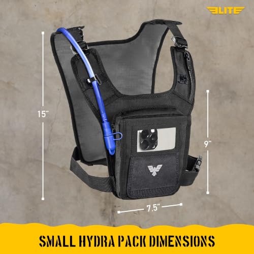 Elite Hydra Running Chest Pack w/ Gun Holster, Phone Holder Touch Friendly, Camera Pocket for Men/Women Lightweight Hydration Vest Chest Rig w/ Water Bladder for Marathon, Cycling, ADV Camping, Skiing - size: Small
