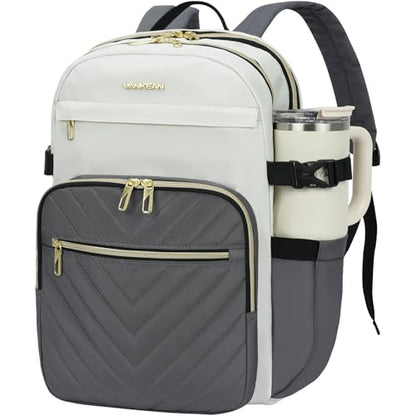 VANKEAN Laptop Backpack for Women (Beige-Grey, 15.6 Inch) - color: Beige-grey, size: 15.6 Inch