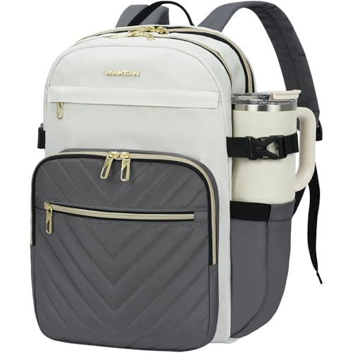 VANKEAN Laptop Backpack for Women (Beige-Grey, 15.6 Inch) - color: Beige-grey, size: 15.6 Inch
