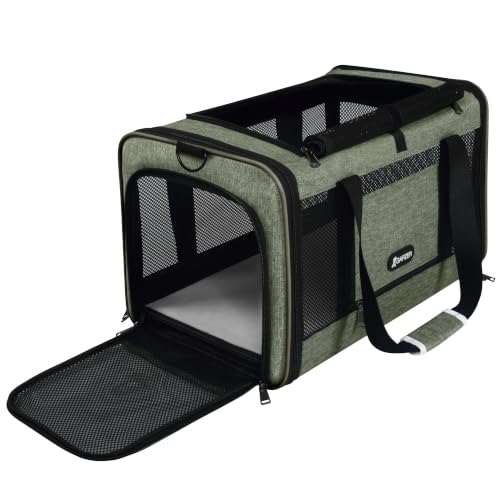 GAPZER Medium Cat Carrier Bag Lightweight, Soft-Sided Small Pet Carry Crate - color: Olive