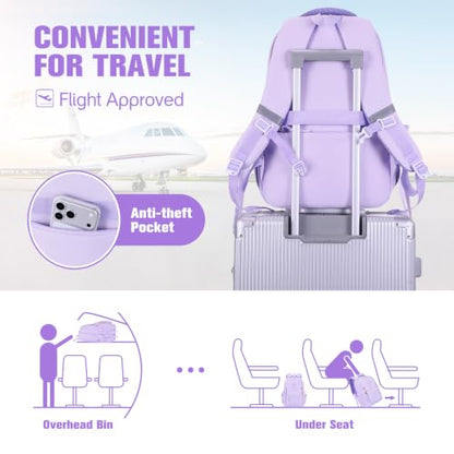 Kids Backpack for Girls - 3PCS Cute Embroidered Bow Girls Backpack with Insulated Lunch Bag & Pencil Case - Bookbag for Teen Women Middle High School College Work Travel Daypack - color: Purple