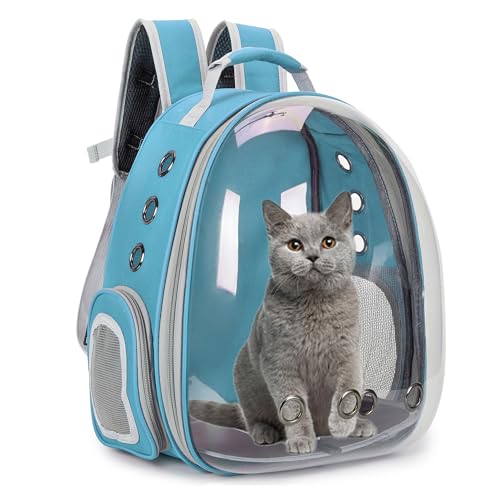Cat Bubble Backpack Carrier for Small Medium Dogs Cats Carrying Bag, Airline Approved Pet Travel Carrying Bag Dog Hiking Walking Outdoor Backpack (Blue) - color: Blue
