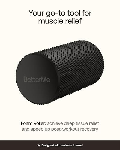 BetterMe Foam Roller for Muscle Recovery – High Density Exercise Roller for Back &Legs – Deep Tissue Massage Roller for Tension, Relief & Stretching (Black) - color: Black