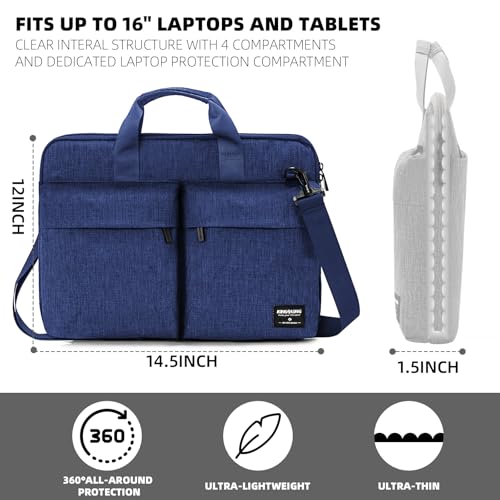KINGSLONG 15.6 inch Laptop Shoulder Bag, Slim Laptop Sleeve Case, Shockproof Computer Notebook Ultrabooks Carrying Case Handbag Cover Fit for Acer Asus Dell Lenovo HP, Blue - color: Blue, size: 15 - 15.6 Inch