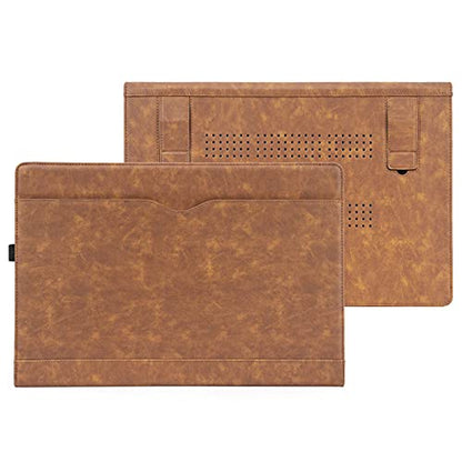 TYTX Compatible with MacBook Pro Leather Case 15 Inch 2016-2019 Release (A1990 A1707) Laptop Sleeve Protective Folio Book Cover with Vents, Brown - color: Brown