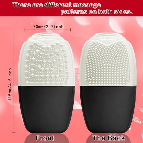 XHJRI Ice Face Roller Massager,Ice Cube Roller for Face, Eyes and Neck Naturally Conditioning and Skin Care,De-Puff Eye Bags,Reduce Migraine Pain,Reusable Massage Silicone Ice Mold (New Black White) - color: New Black White