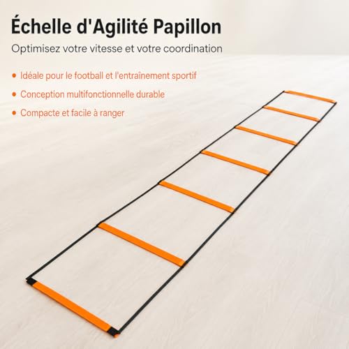 Qianly Kids Agility Ladder, Speed Ladder Training for Football & Soccer, 15ft Agility Speed Ladder with Storage Bag, Team Conditioning Equipment, Flitting Agility Ladder 8 Grid - style: Flitting Agility Ladder 8 Grid