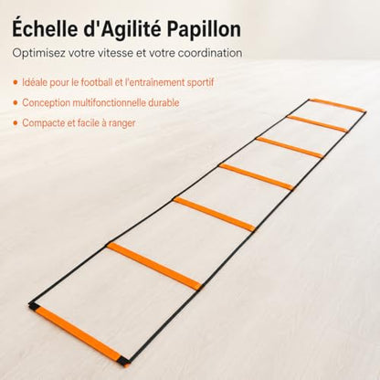 Qianly Kids Agility Ladder, Speed Ladder Training for Football & Soccer, 15ft Agility Speed Ladder with Storage Bag, Team Conditioning Equipment, Flitting Agility Ladder 8 Grid - style: Flitting Agility Ladder 8 Grid